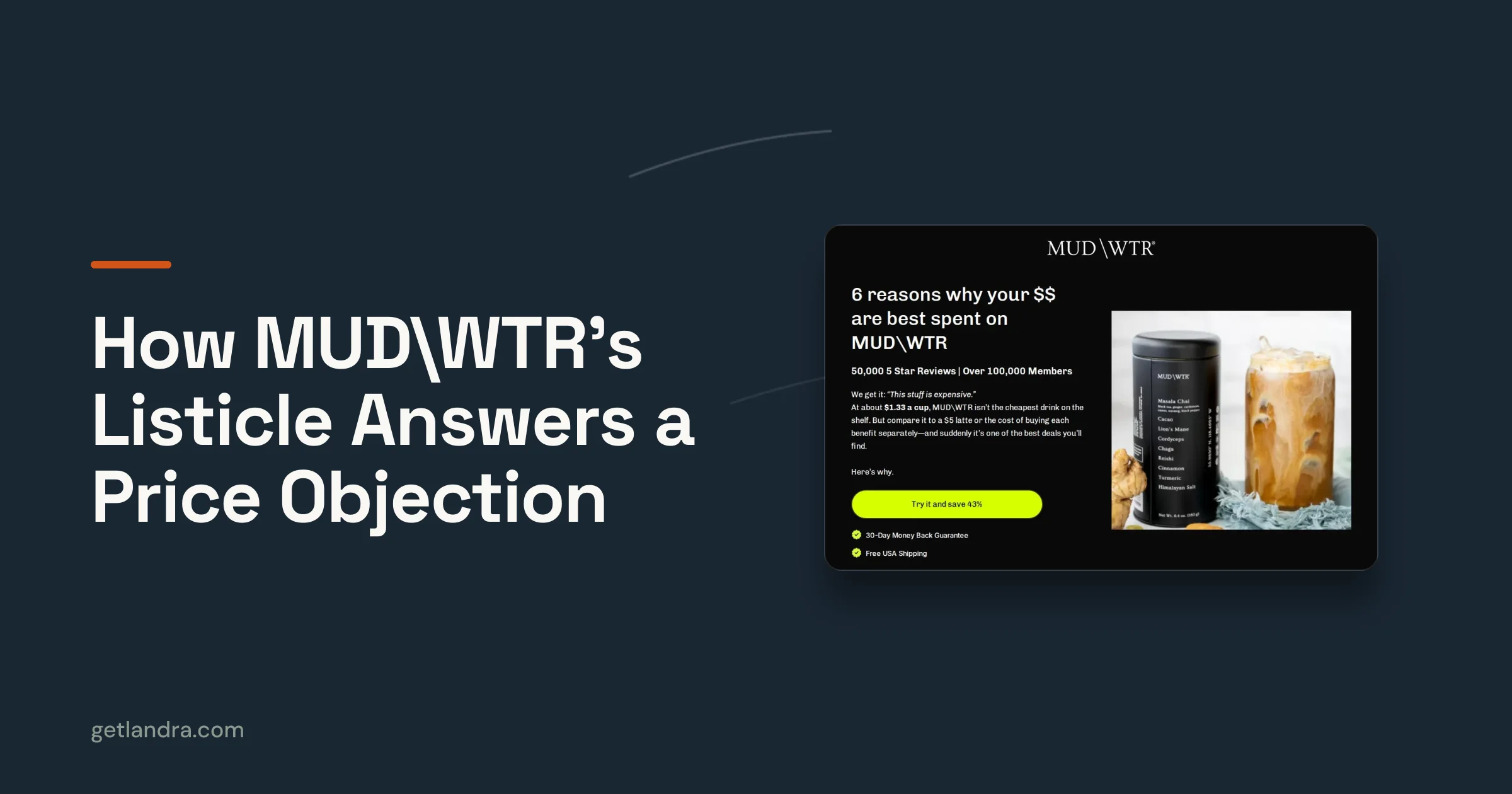 Landra cover: How MUD\WTR's Listicle Answers a Price Objection