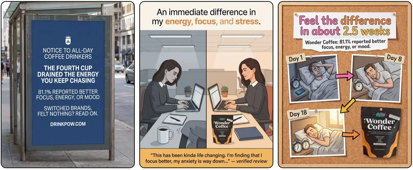 Three more static ads from the same Landra page, in different styles