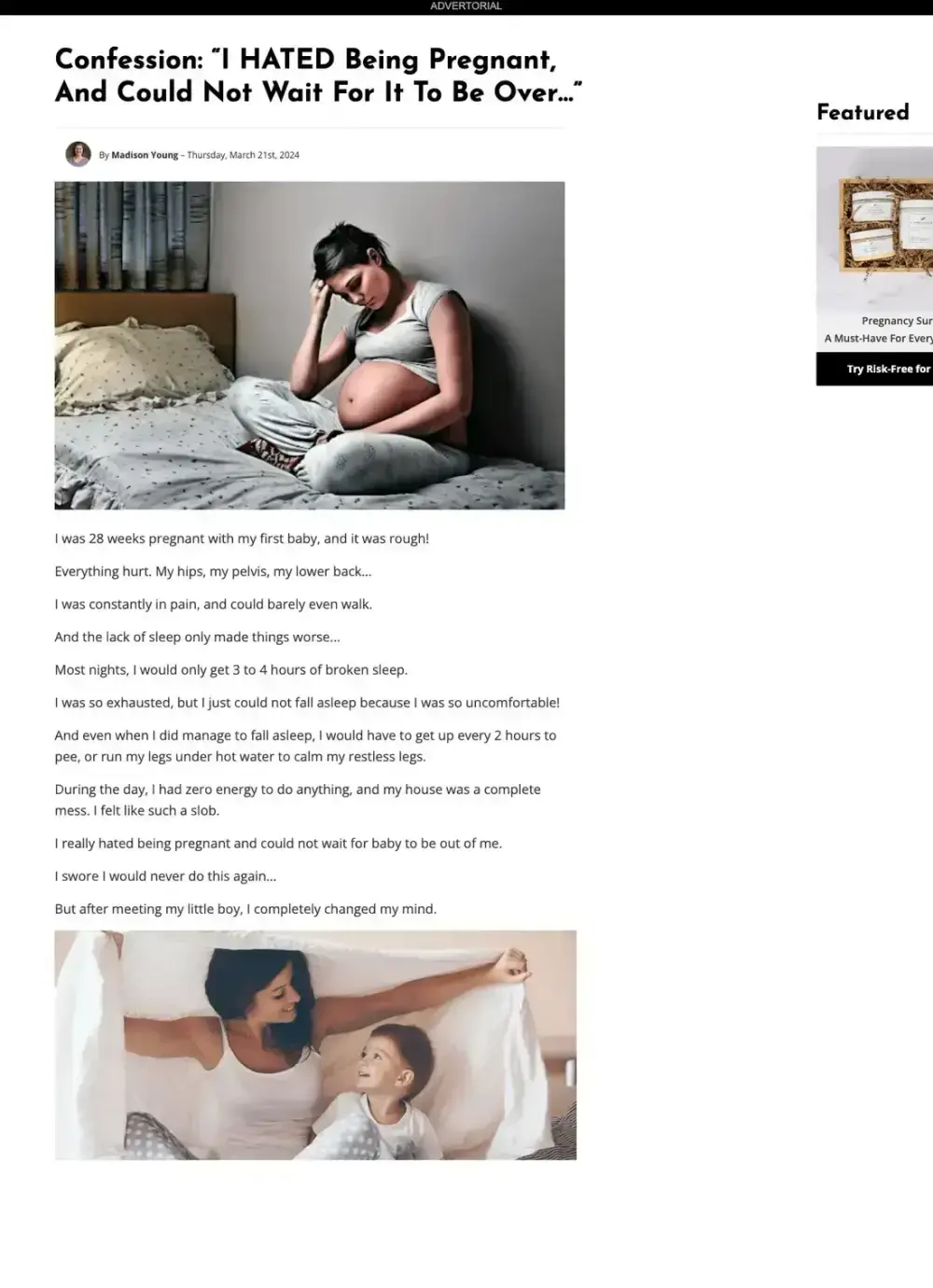 Full-length capture of 8 Sheep Organics's advertorial landing page, captured Jun 2026