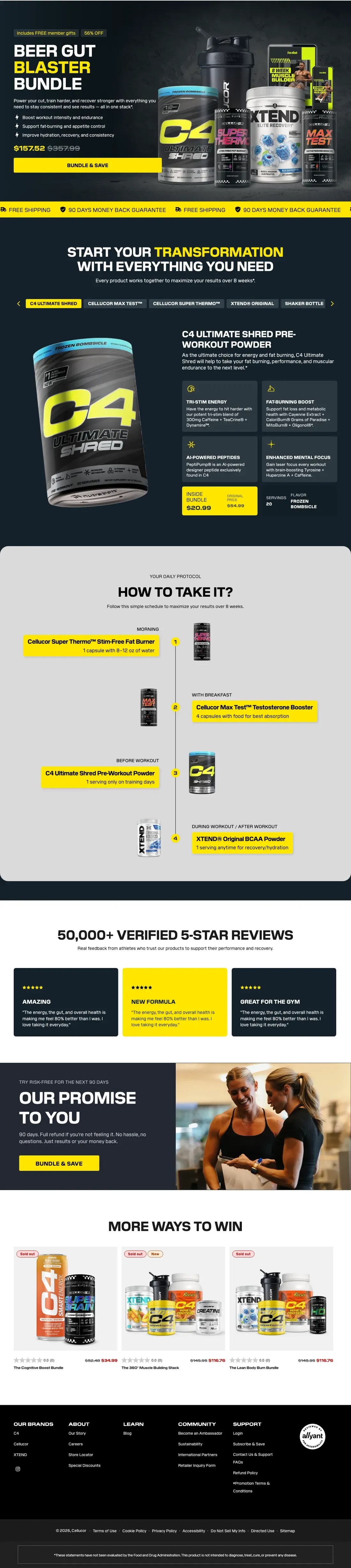Top of Cellucor's landing page