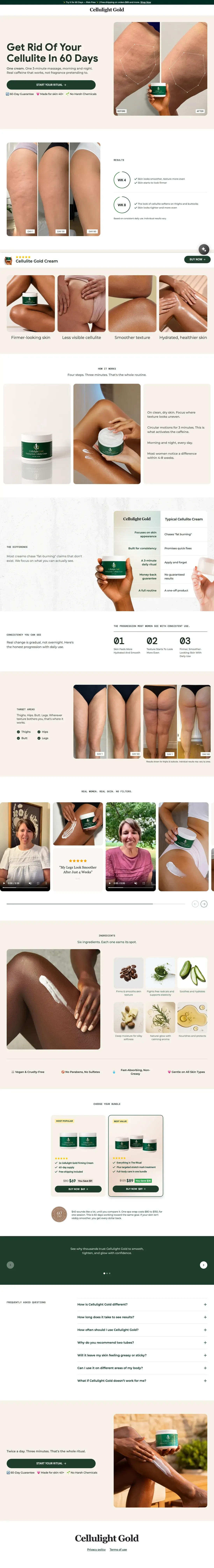 Top of Cellulight Gold's landing page