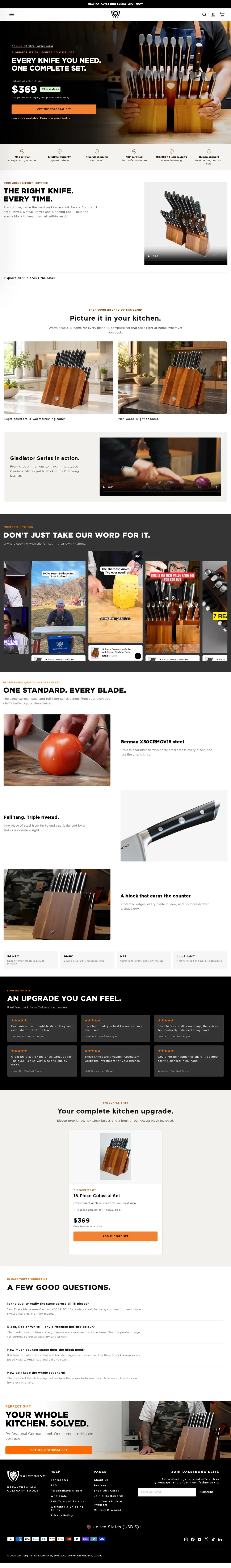 Full-length capture of Dalstrong's offer landing page, captured Oct 2026