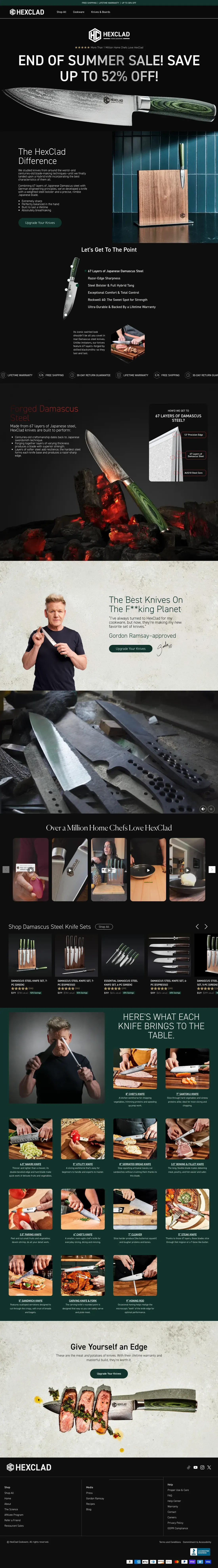 Top of HexClad's landing page