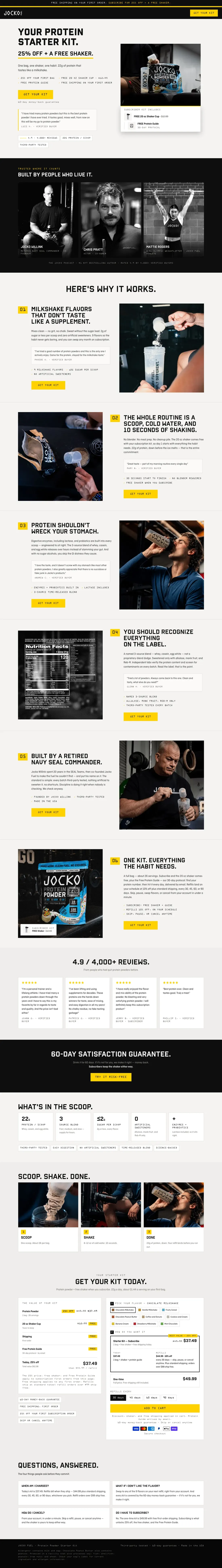 Top of Jocko Fuel's landing page