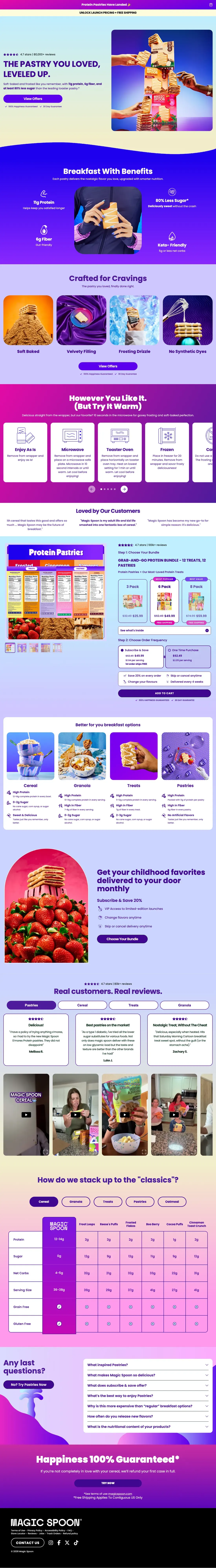 Top of Magic Spoon's landing page