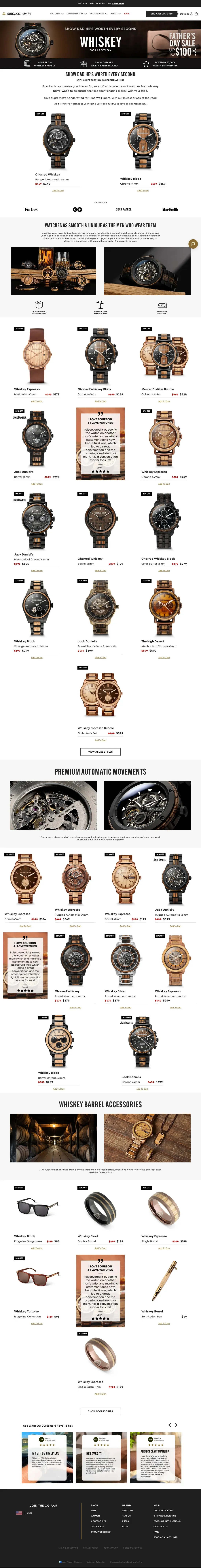 Top of Original Grain's landing page