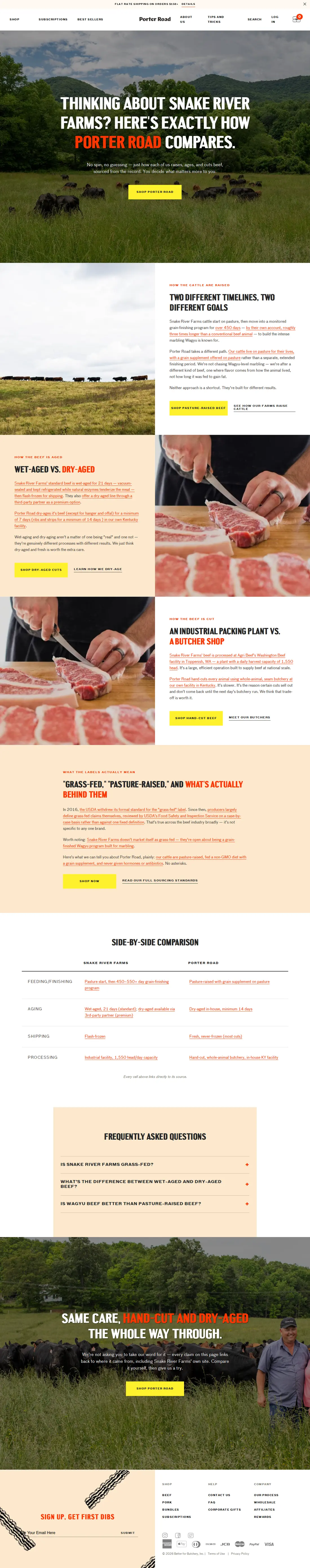 Top of Porter Road's landing page