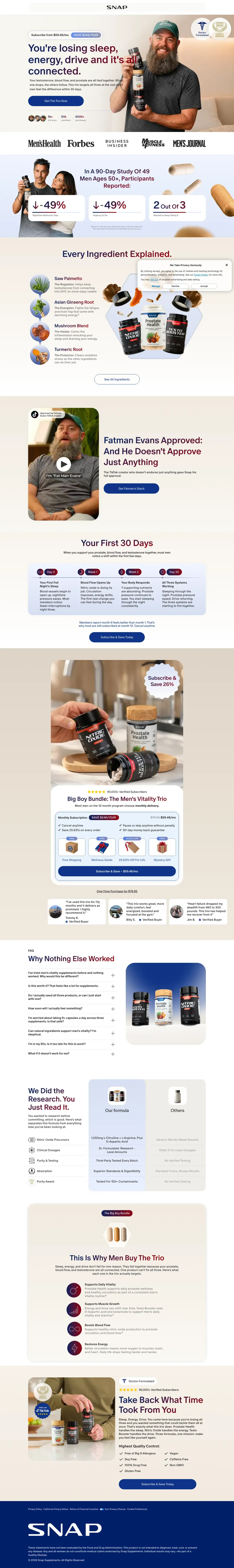 Full-length capture of Snap Supplements's offer landing page, captured Aug 2026