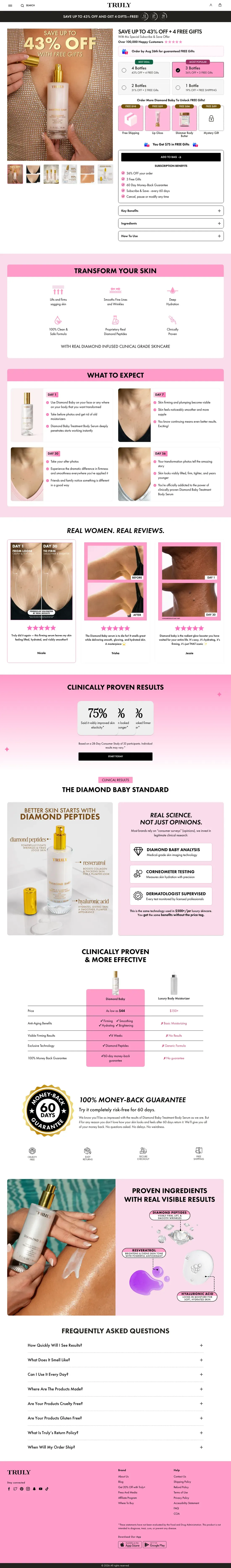 Top of Truly Beauty's landing page