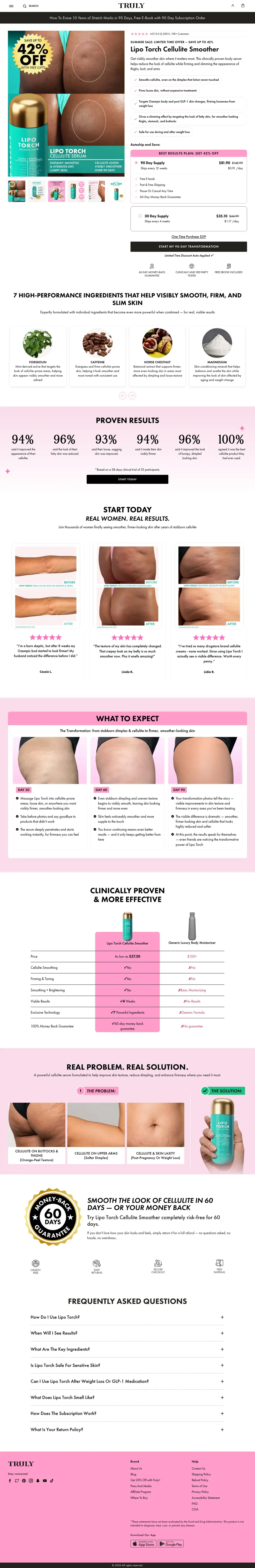 Full-length capture of Truly Beauty's offer landing page, captured Aug 2026