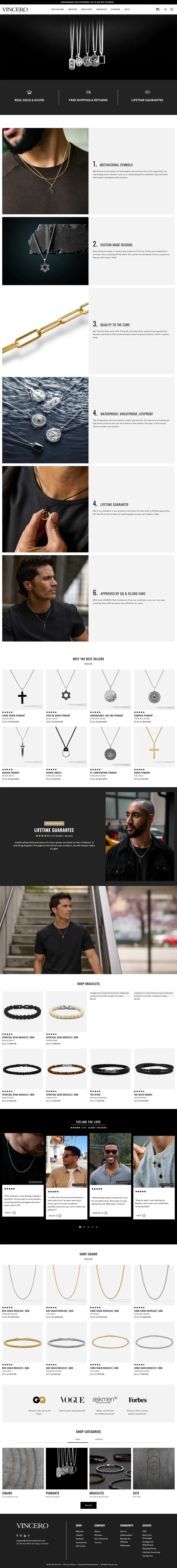 Top of Vincero's landing page